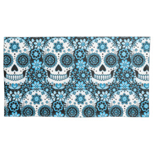 Blue Sugar Skull Kissenbezug