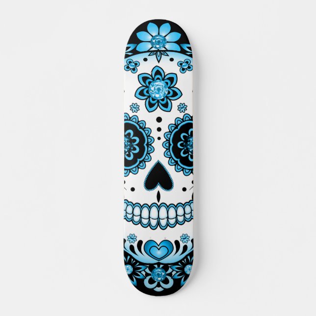 Blue Sugar Skull Skateboard (Vorne)