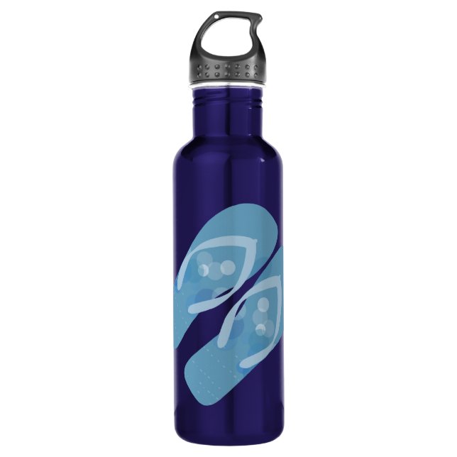 Blue Summer Beach Thème Flip Flops Bouteille (Devant)