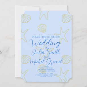 Blue Summer Sea Muschel und Star Beach Wedding Einladung