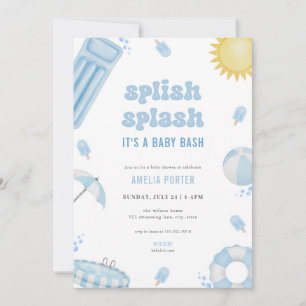 Blue Summer Splish Splash Baby Dusche Einladung