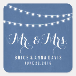 Blue Summer String Light Wedger Stickers