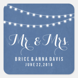 Blue Summer String Light Wedger Stickers