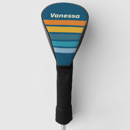 Blue Sun Across Striping with Name Golf Headcover