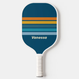 Blue Sun Across Striping with Name Pickleball Schläger