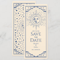 Blue Sun and Moon Tarot Card Save the Date