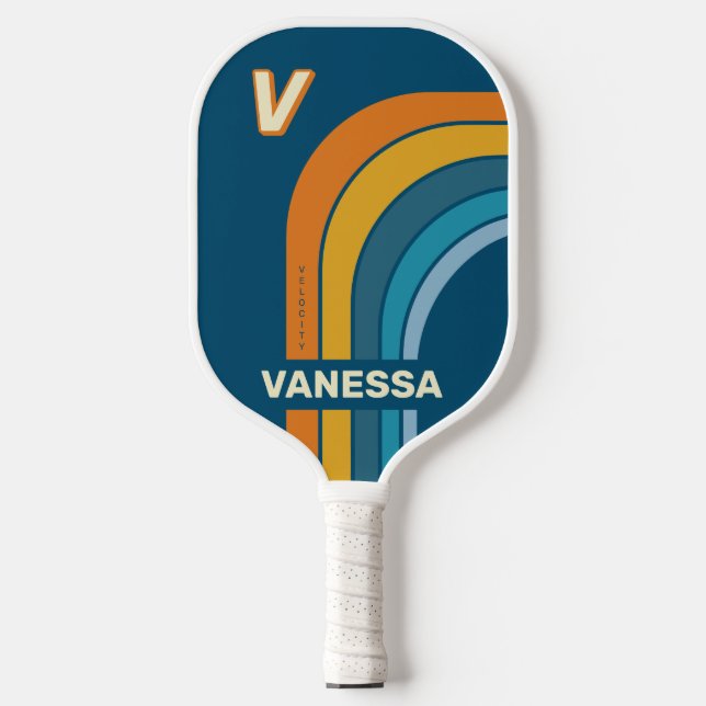 Blue Sun Arch with Name & Initial  Pickleball Schläger (Vorderseite)