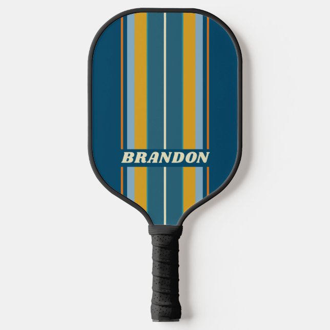 Blue Sun Board Stripes with Name Pickleball Schläger (Vorderseite)