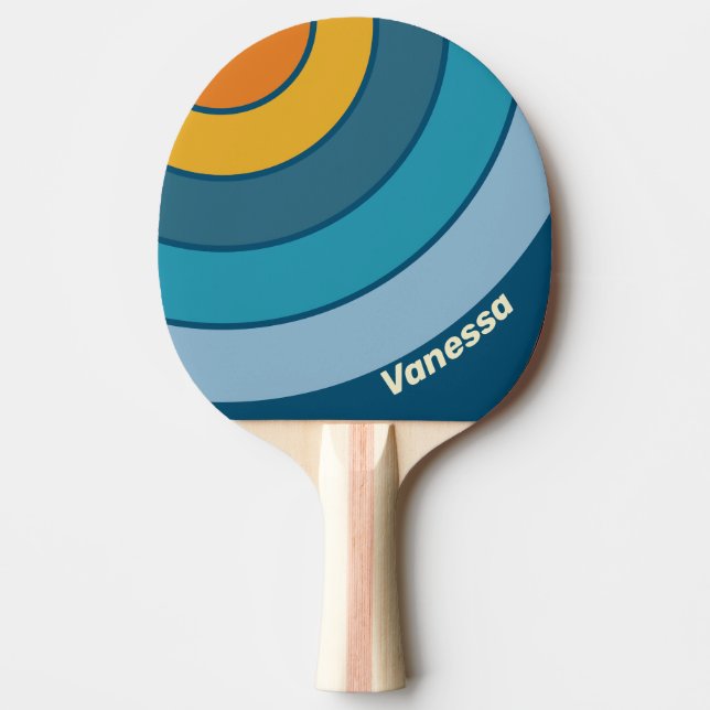 Blue Sun Circle Stripe with Name Tischtennis Schläger (Vorderseite)