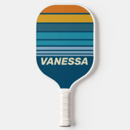 Blue Sun Horizon Striping with Name Pickleball Schläger