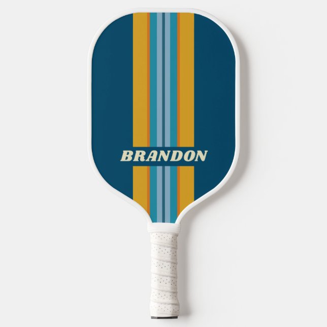 Blue Sun Rally Stripe with Name Pickleball Schläger (Vorderseite)