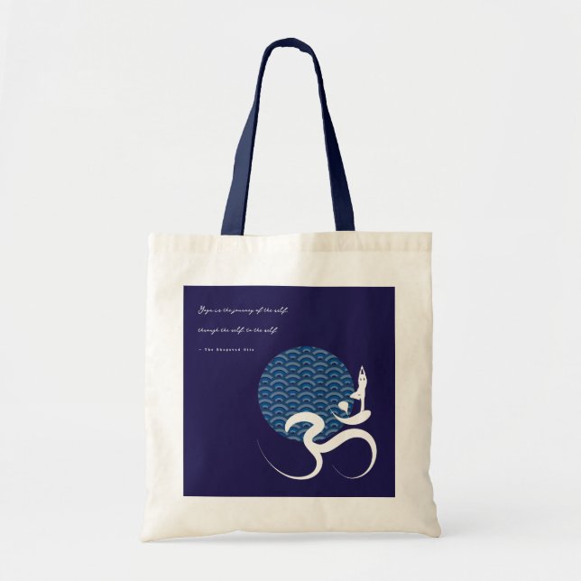 Blue Sun Yoga Spiritual Asian Om Om Calligraphy Tragetasche (Vorne)