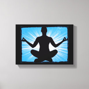 Blue Sunburst Yoga Méditation Zen Toile Mur Art