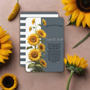 Blue Sunflower Baby Dusche Dankeskarte