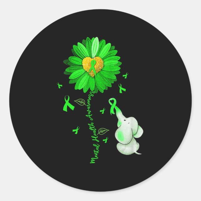 Blue Sunflower Elephant Outfit verbreitet psychisc Runder Aufkleber (Vorderseite)