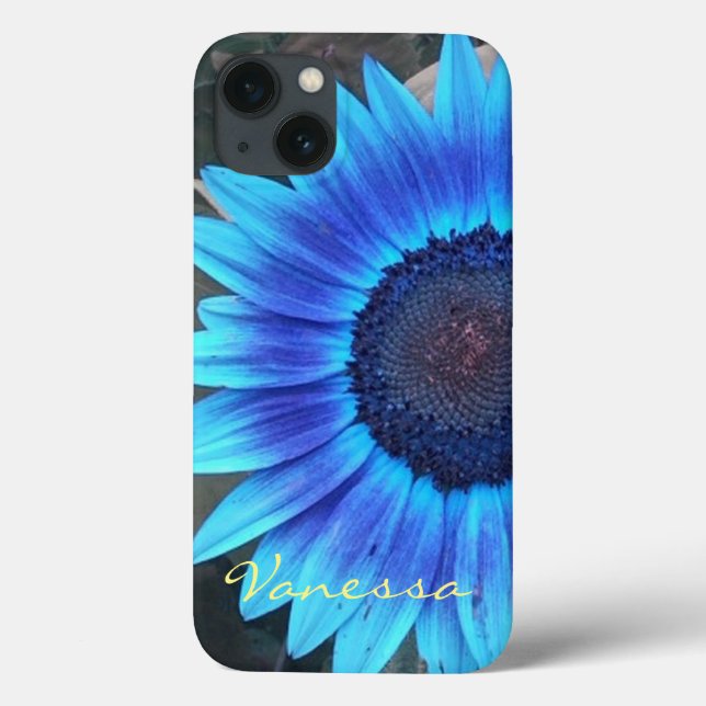 Blue Sunflower iPhone Gehäuse *personalize* Case-Mate iPhone Hülle (Rückseite)