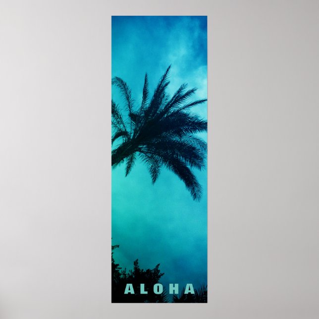 Blue Sunset Aloha Hawaii Palm Trees Tropics Travel Poster (Vorne)