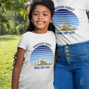 Blue Sunset Mountain Custom Family Reunion Kids T-Shirt