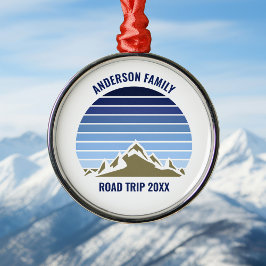 Blue Sunset Mountain Custom Family Wiedersehen Tri Ornament Aus Metall