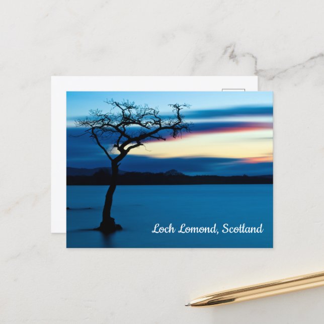 Blue Sunset over Loch Lomond, Scotland Postcard Postkarte (Vorderseite/Rückseite Beispiel)