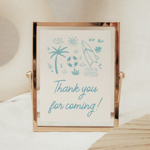 Blue Surf Baby on Board Baby Dusche Danke Karte Poster