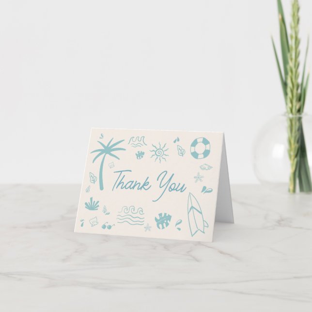 Blue Surf Baby on Board Baby Dusche Dankeskarte (Vorderseite)