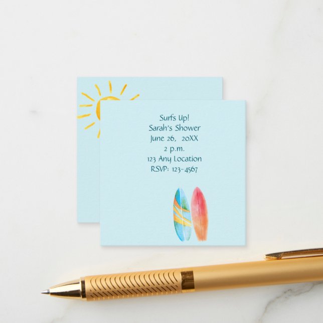 Blue Surf steht auf Begleitkarte (Vorderseite/Rückseite Beispiel)