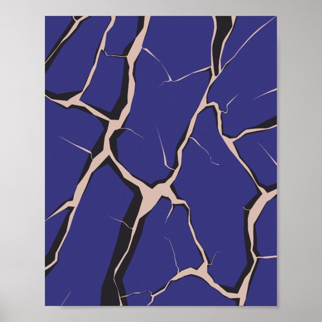 Blue Surface with Deep Cracks Poster (Vorne)