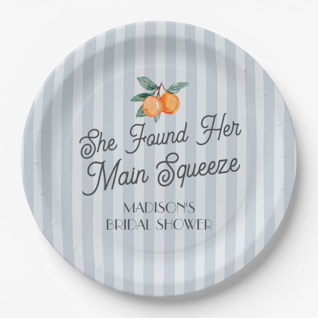 Blue Süsse Main Squeeze Citrus Brautparty Pappteller (Vorderseite)