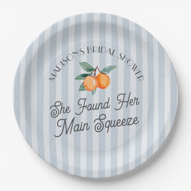 Blue Süsse Main Squeeze Citrus Brautparty Pappteller (Vorderseite)