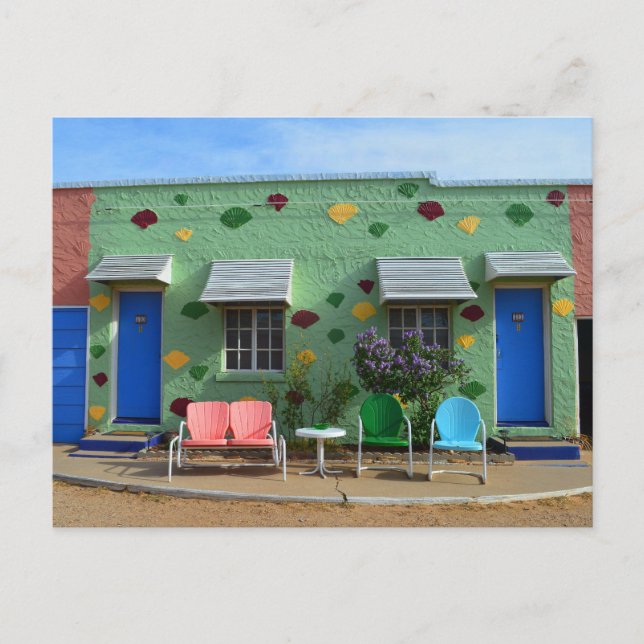 Blue Swallow Motel, Zimmer 10 & 11, Tucumcari, N.M Postkarte (Vorderseite)