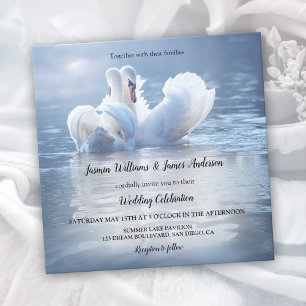 Blue Swans Lake Wedding Einladung