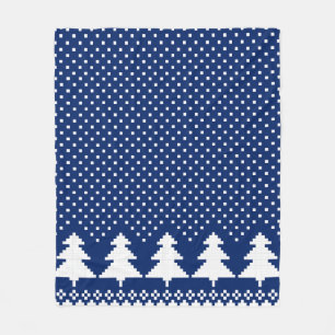 Blue Sweater Tree Strick Print Blanket Fleecedecke