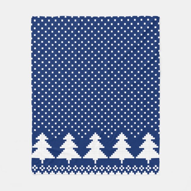 Blue Sweater Tree Strick Print Blanket Fleecedecke (Vorderseite)