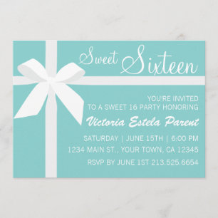 Blue Sweet 16 Invitation