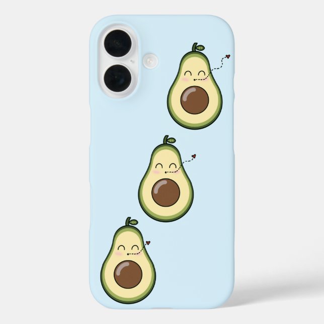 Blue Sweet Avocado Kiss iPhone 16 Hülle (Rückseite)