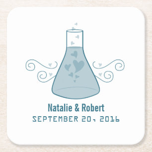 Blue Sweet Chemistry Wedding Paper Untersetzer