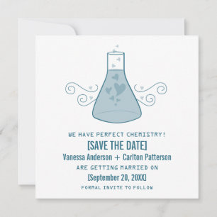 Blue Sweet Chimie Enregistrer la date Invitation