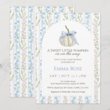 Blue Sweet Little Pumpkin Baby Dusche Einladung