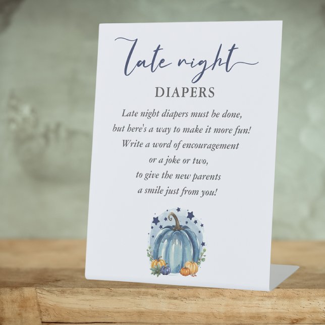 Blue Sweet Pumpkin Baby Dusche Spate Night Diapers Sockelschild (Von Creator hochgeladen)