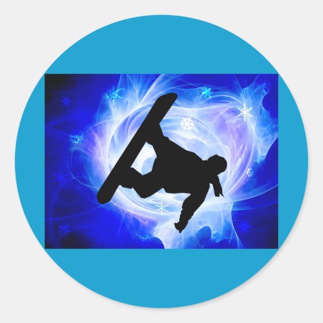 Blue Swirl Snowstorm Runder Aufkleber (Vorderseite)