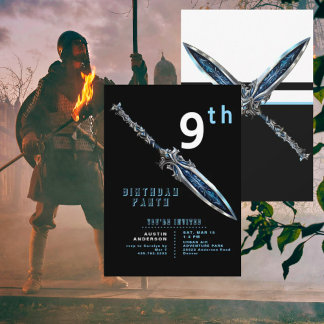 Blue Sword 9. Junge Geburtstagsparty Einladung