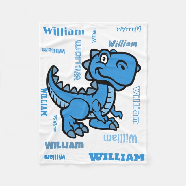 Blue T Rex Dinosaur Fleece Blanket (Vorderseite)