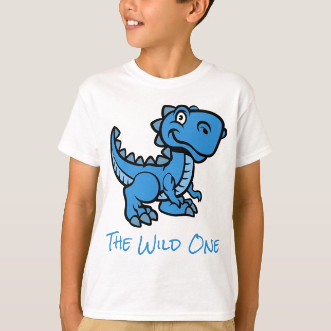 Blue T Rex Dinosaurier Personalisiert Name T-Shirt (Vorderseite)
