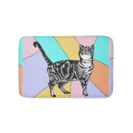 Blue Tabby Cat Pastel Girls Katzen Katzen Bath Mat Badematte