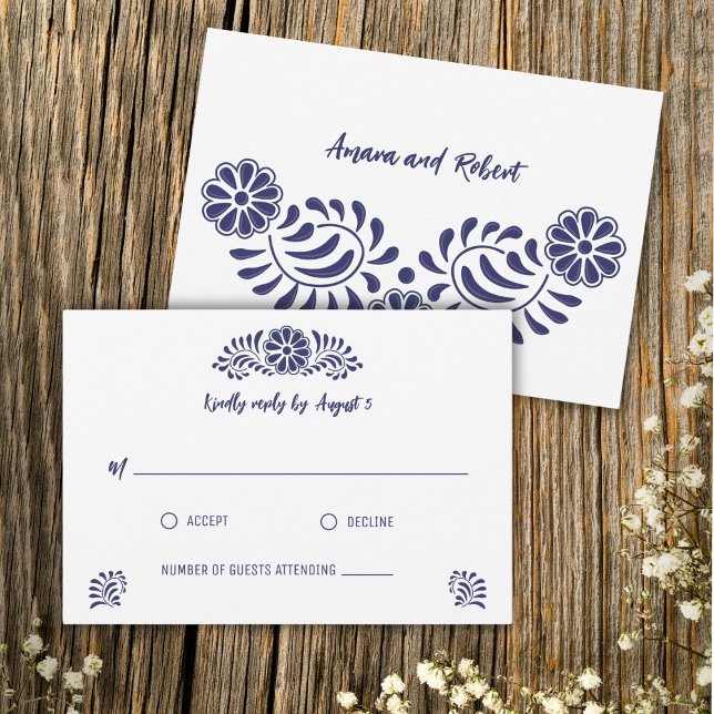 BLUE TALAVERA MEXICAN RSVP CARD (Von Creator hochgeladen)