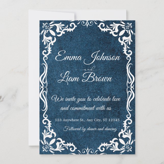 Blue Talavera Mexican Spanish Wedding Invitation Einladung (Vorderseite)