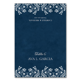 Blue Talavera Mexican Theme Wedding Place Cards Tischnummer