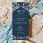 Blue Talavera Mexican Wedding Menu Card Menükarte<br><div class="desc">Mit dieser Talavera-Menükarte präsentieren Sie Ihren einzigartigen Hochzeitsstil mit einem rustikalen,  mexikanischen Pappelpicado-Design. Ideal für Paare,  die ihren Empfang-Tischen lebhafte Blautöne und traditionellen Charme verleihen. Für weitere koordinierende Informationen besuchen Sie bitte unsere Blue Talavera Wedding Collection</div>