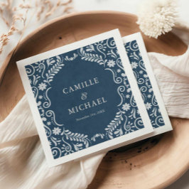 Blue Talavera Mexican Wedding Paper Serviette